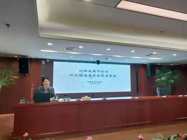 戴斌至安徽ag亚娱集团地产集团发展合规治企专题讲座