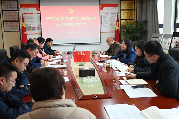李芳赴徽盐地产集团德阳项目公司党支部督导2021年度组织生涯会